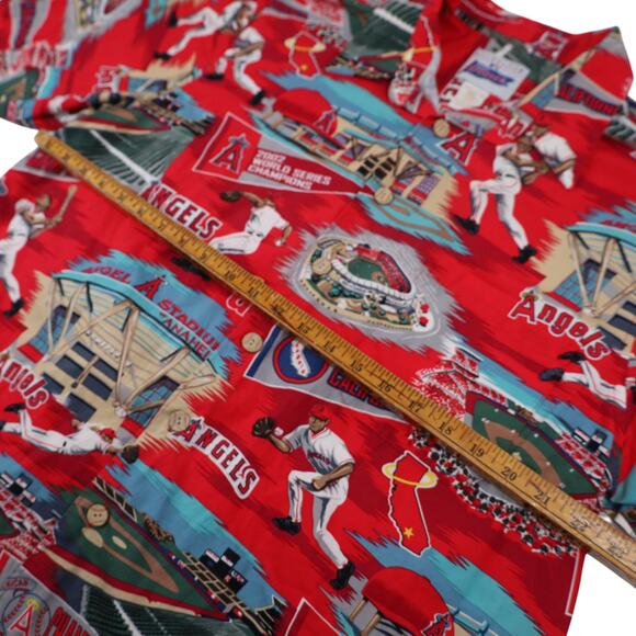 Vintage Reyn Spooner Anaheim Angels Baseball Print Hawaiian Shirt - Picture 7 of 8